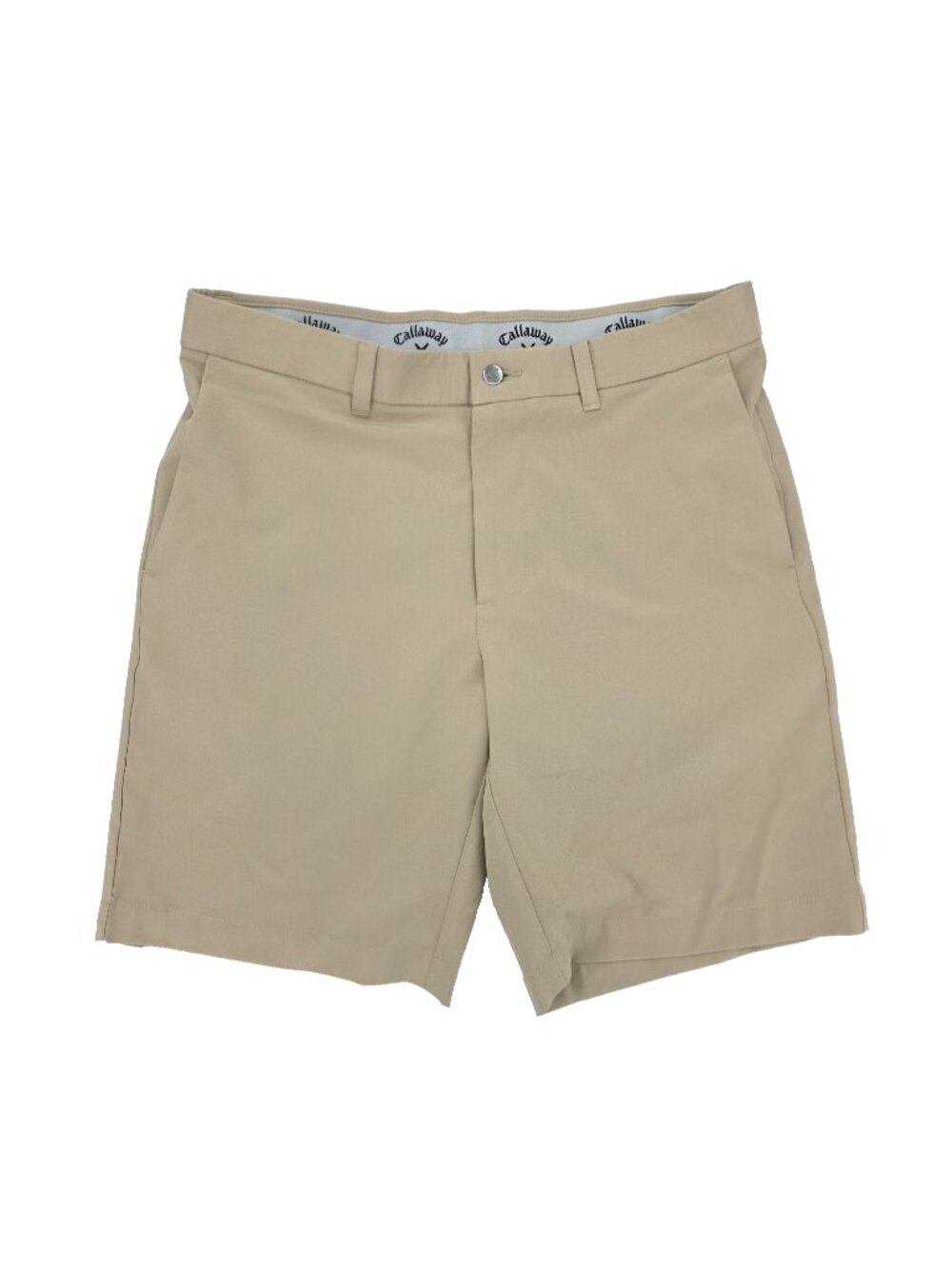 Callaway Golf Shorts Mens 32x9" Tan Brown Performance Stretch Flat Front Preppy